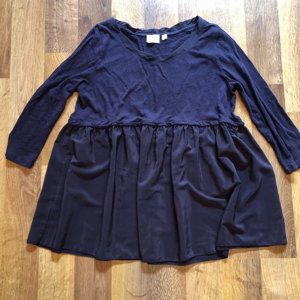 Anthropologie Postmark Eggplant Purple Peplum Top